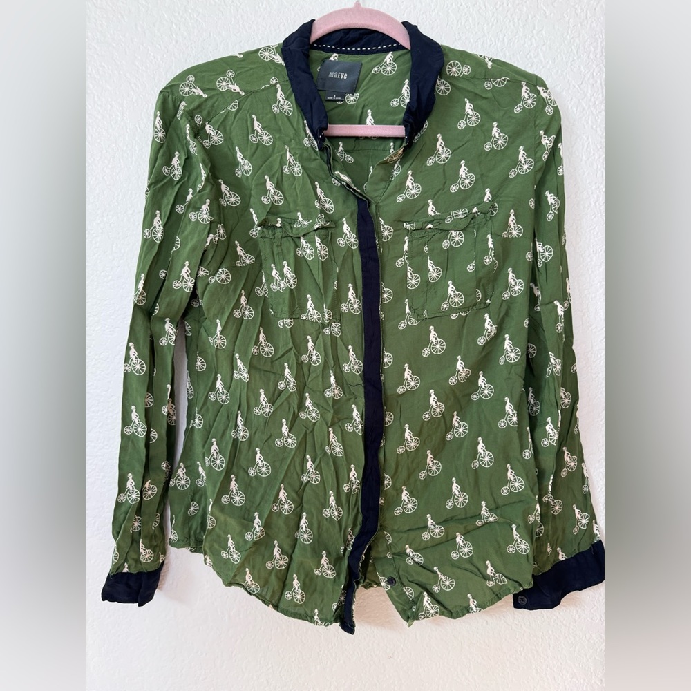 ANTHROPOLOGIE MAEVE BICYCLE PRINT TOP 8 - Picture 2 of 5